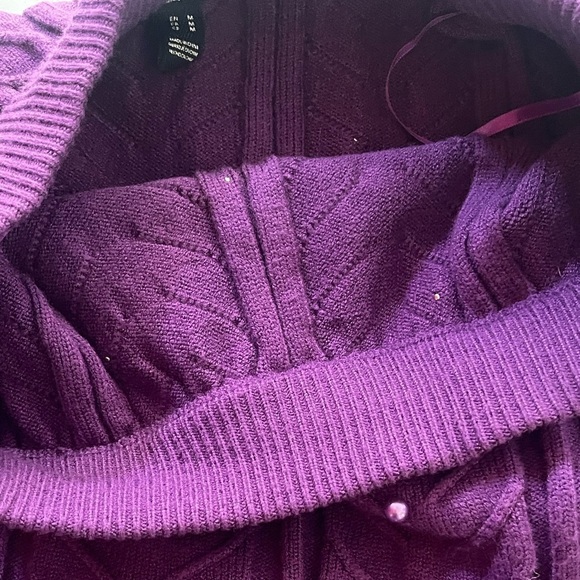 Purple Pearl Sweater Cable Knit Skirt Set - Picture 7 of 10